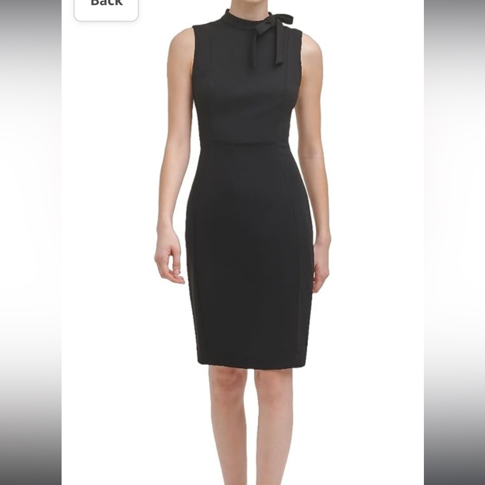 Calvin Klein Ladies’ Sleeveless Seamed Sheath with Tie Neck, Size 4